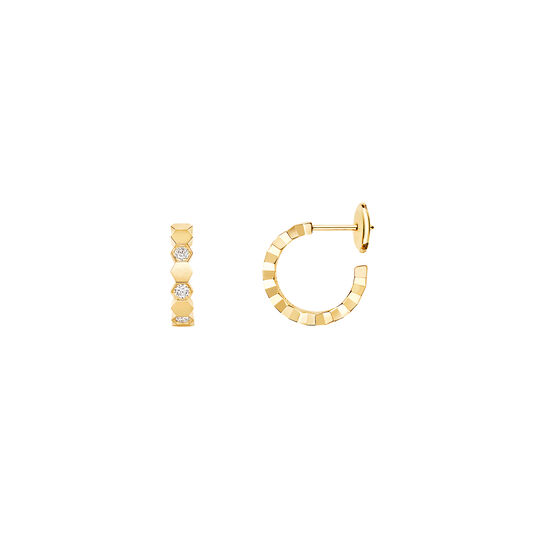 Chaumet Bee My Love Small Yellow Gold and Diamond Hoop Earrings image number 1